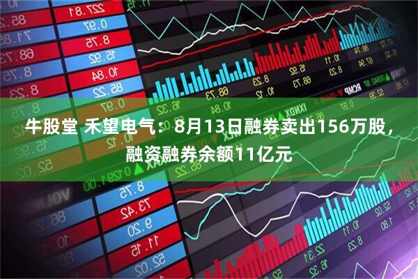 牛股堂 禾望电气：8月13日融券卖出156万股，融资融券余额11亿元
